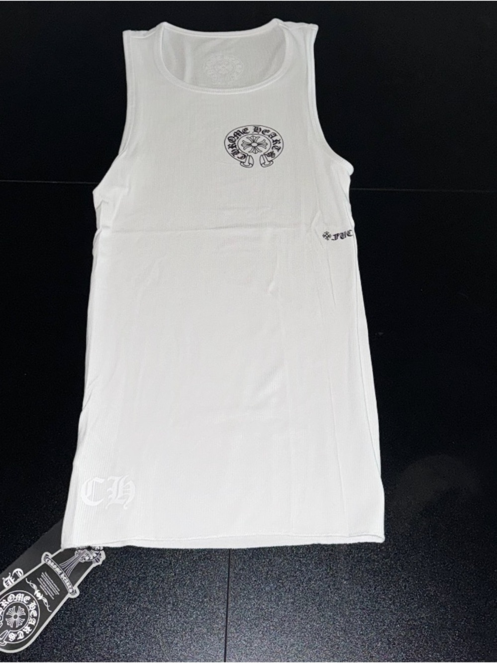 Chrome Hearts White Tank Top with Black Logo Accents